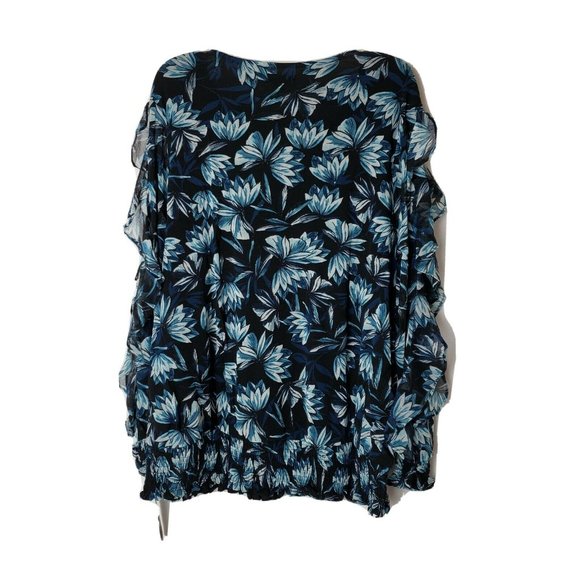 ALFANI NEW Women's Smocked Ruffle-sleeve Mesh L - Picture 6 of 7